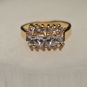 Vintage Goldtone Princess Cut Cluster Ring